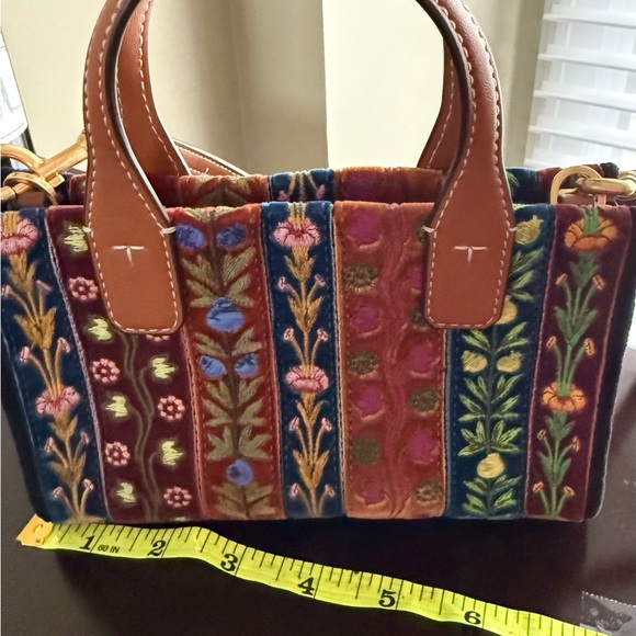 Tory Burch Cognac Satchel with Embroidered Pattern - Picture 3 of 5